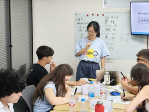 Students attending a group Mandarin class at GoEast Kids classroom