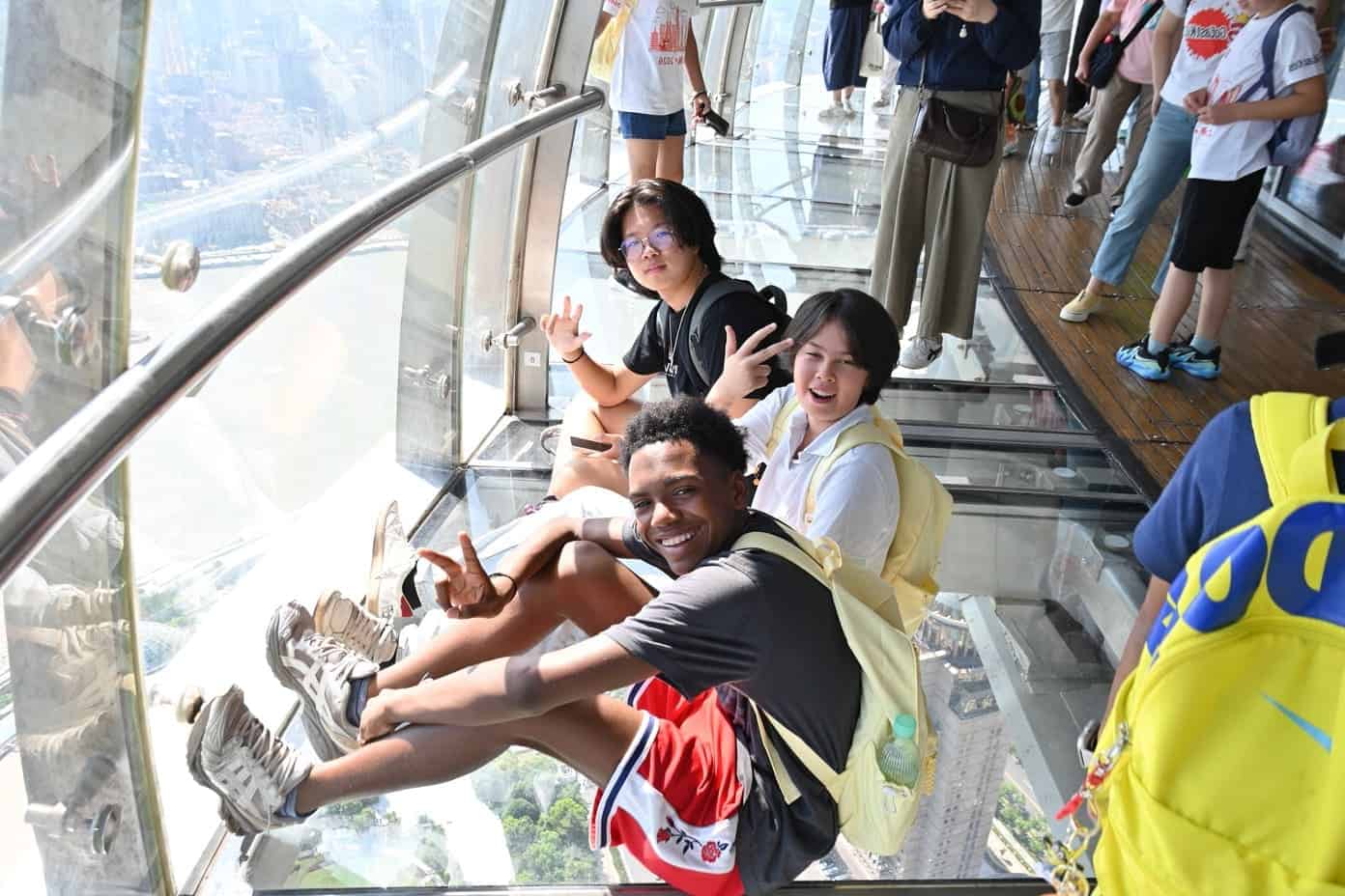 GoEast kids summer camp students visiting pearl tower in Shanghai