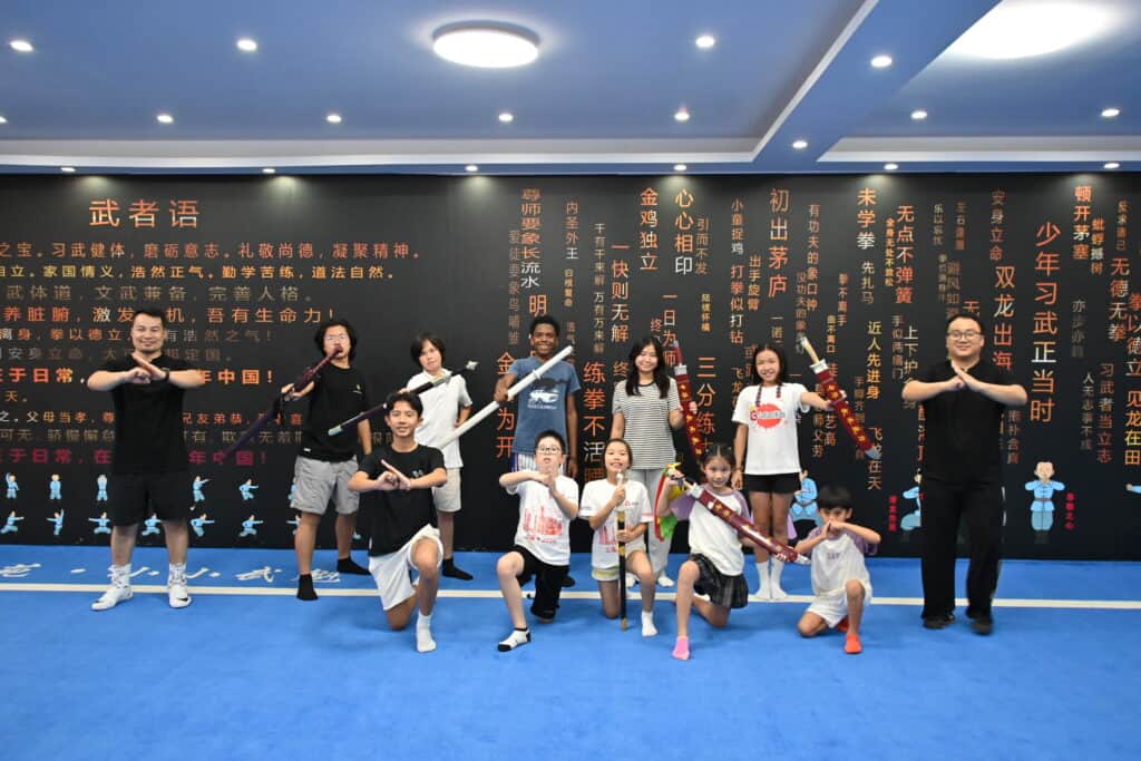 Campers in a kung fu class at GoEast Kids camp